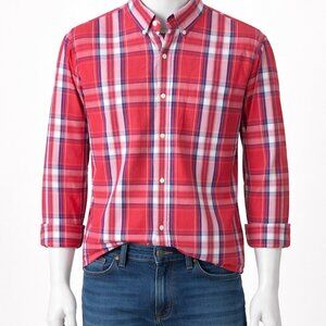 J.Crew Slim Fit Plaid Button Down Shirt Men’s XL Red Long Sleeve Casual